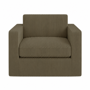 CorduRoyal Compressed Square Arm Full Foam 1 Seater Sofa Couch
