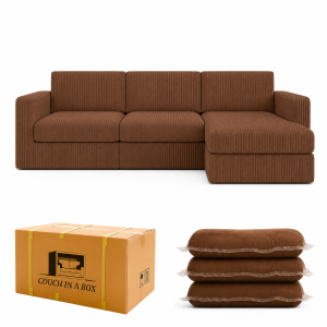 CorduRoyal Compressed Square Arm Full Foam 3 Seater with Daybed Sofa Couch