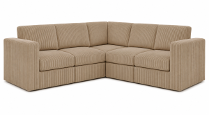 CorduRoyal Compressed Square Arm Full Foam 5 Seat L Shape Corner Sofa Couch - 5 seater